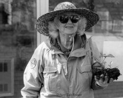Inducted 1999. Born Lorraine Stoeber, as Lorrie Otto she became known as the Godmother of Natural Landscaping. After coordinating the efforts to ban DDT from Wisconsin, which led to banning it in the USA, she began teaching America about using native plants and natural landscaping to heal the Earth. Photo by Ney Tait Fraser.