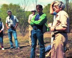 Hugh Iltis at the dedication of the Butenhoff Prairie in Green Co., WI - a site discovered by Eldred. Circa 1988. Photo courtesy of Gary Eldred.