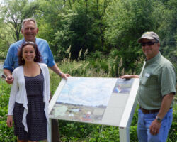 Born's work with Trout Unlimited has spanned four decades. Pictured here with Lauren Brown and Tom Krauskopf along Black Earth Creek. 2018. Photo courtesy of Stephen Born.