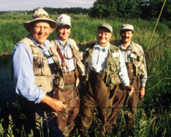 Born fishing with his co-authors of Exploring Wisconsin Trout Streams. Photo by Wolfgang Hoffman.