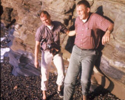 Born with colleague doing geologic mapping along the Southern California coast. Circa mid 1960s. Photo courtesy of Stephen Born.