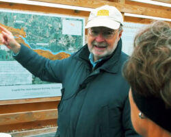 Temple leading a crane watching tour for the Aldo Leopold Foundation. 2019. Photo courtesy of The Aldo Leopold Foundation.