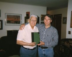 George Becker with Michael Dombeck. 1997. (Photo courtesy of UW-Stevens Point Archives.)