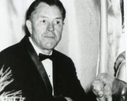 Richard Hemp at Wisconsin Wildlife Federation Governor's Conservation Awards Banquet. 1966. (Photo by Leo Rothe.)