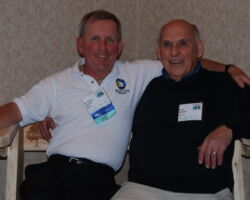 Dennis Yockers and David Engleson at a Wisconsin Association for Environmental Education conference. 2007. Photo courtesy of Dennis Yockers.