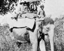 Griffith (in pith helmet) as the pukka sahib in India. 1902. Photo from E. M. Griffith and the Early Story of Wisconsin Forestry (1903-1915) publication, WDNR.