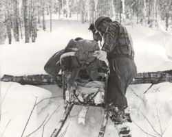 Johnson with dogsled. Photo courtesy of Douglas Johnson.