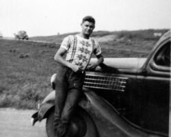 Johnson spent his breaks from college working and traveling. Circa late 1940s. Photo courtesy of Douglas Johnson.