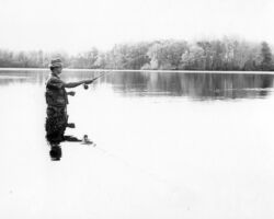 Wisconsin was close to Johnson's heart. Despite his world travels, he was happiest to fly fish at home. Photo by George Cassidy.
