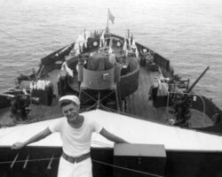 Johnson quit high school to join the Navy during World War II. 1945. Photo courtesy of Douglas Johnson.