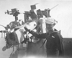 Johnson was a Petty Officer in the Navy trained in gunnery. 1945. Photo courtesy of Douglas Johnson.