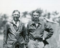 Dr. A. O. Gross and Owen J. Gromme members of Prairie Chicken field investigation. Photo courtesy of Wisconsin DNR.