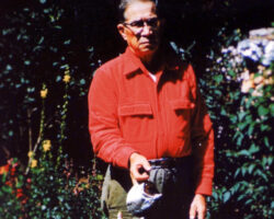 Fred Schmeekle with 10 lb salmon from Washington. 1963.