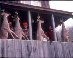 Robert Ellarson's philosophy included hunting and fishing and he had high ethical standards for game. Hunting in Mazomanie, WI. 1981.