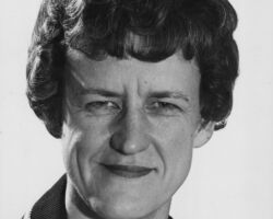 Ruth Hine was editor of the Wisconsin Conservation Department's technical bulletins for 30 years. 1968. (Photo by Dean Tvedt. )