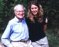 Henry S. Reuss and former Executive Director of the Ice age Trail Foundation, Christine Thisted pose at the Western Terminus. Photo courtesy of the Ice Age Trail Alliance.