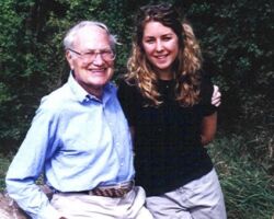 Henry S. Reuss and former Executive Director of the Ice age Trail Foundation, Christine Thisted pose at the Western Terminus. Photo courtesy of the Ice Age Trail Alliance.
