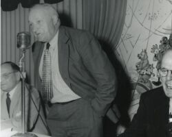 Harley MacKenize at the Midwest Fish and Game meeting. 1950. Photo courtesy of the Wisconsin DNR.