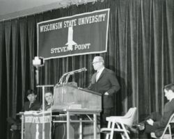 Gaylord Nelson speaking at UW-Stevens Point.