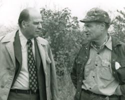 Gaylord Nelson (left), and Democratic U.S. Representative from Wisconsin, Henry S. Reuss (right) (WCHF Inductee) emerge as significant advocates for the vision of an Ice Age National Scenic Trail.