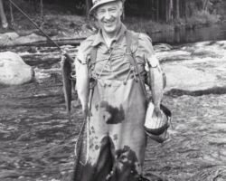 Governor Warren P. Knowles displays nice catch of trout. 1966. Photo by Staber W. Reese. Courtesy of UW-Madision Digital Archives.