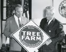Warren Knowles (right) during American Tree Farm Week. 1966. Photo courtesy of Wisconsin DNR.