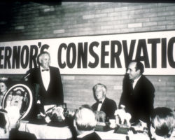 Warren Knowles at Wisconsin Wildlife Federation Governor's Conservation Awards Banquet. 1966.