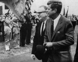 John Reynolds, John F. Kennedy and Gaylord Nelson on a tour of the Apostle Islands in 1963. The Apostle Islands became a National Lakeshore in 1970. (Photo courtesy of Jeffrey Stoddard.)