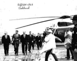 John Reynolds, John F. Kennedy and Gaylord Nelson on a tour of the Apostle Islands in 1963. In 2004, Gaylord Nelson’s critical role in creating the Apostle Islands National Lakeshore was acknowledged when 35,000 acres on all or part of 18 islands were designated the Gaylord Nelson Wilderness. (Photo courtesy of Jeffrey Stoddard.)