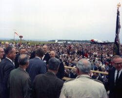 Charles Stoddard (second from left) and Martin Hanson (WCHF Inductee) assisted with a tour of the Apostle Islands for President John F. Kennedy in 1963. The tour was arranged by U.S. Senator Gaylord Nelson (WCHF Inductee) in an effort to bring the Apostle Islands into the National Park Service. (Photo courtesy of Jeffrey Stoddard. Photograph by Cecil Stoughton in the John F. Kennedy Presidential Library and Museum, Boston.)