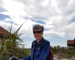 In her retirement, Kathleen Falk is an avid bicyclist and enjoys swimming and hiking. She continues to support environmental and social causes by advising, serving on boards and volunteering her time. 2022. (Photo courtesy of Sunshine Buchholz.)