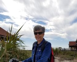 In her retirement, Kathleen Falk is an avid bicyclist and enjoys swimming and hiking. She continues to support environmental and social causes by advising, serving on boards and volunteering her time. 2022. (Photo courtesy of Sunshine Buchholz.)