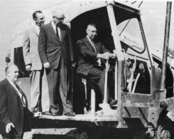 Gordon breaking ground for the new company headquarters in Menasha, WI. 1962. (Photo courtesy of Bubolz Family.)