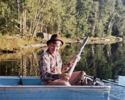 Arlen Christenson has always been an avid water sportsman, enjoying fishing at his cabin on Lake Five in Clam Lake, WI as well as canoeing and kayaking. 1980. (Photo courtesy of Christenson family.)