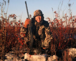 Kathleen enjoys Wisconsin's outdoor resources, including duck hunting in Door County, WI. As a State Public Intervenor she successfully litigated and lobbied in many areas of public policy including water, wetlands, mining, farmland protection, public access to streams, and the land use impacts of transportation. (Photo courtesy of Kathleen Falk.)