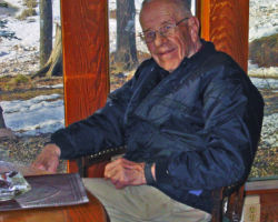 Martin Hanson served as JFK’s guide aboard the helicopter as the president toured the islands. 2006. (Photo courtesy of Mark Weller.)