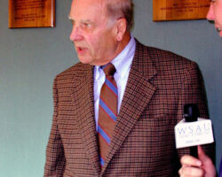 Gaylord Nelson at the Wisconsin Conservation Hall of Fame. 2000. (Photo courtesy of the Wisconsin Conservation Hall of Fame.)