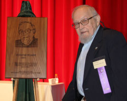 Eugne Roark at his WCHF Induction Ceremony. 2015. (Photo courtesy of the Wisconsin Conservation Hall of Fame.)