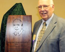 Bill Horvath at his WCHF Induction Ceremony. 2014. (Photo courtesy of Wisconsin Conservation Hall of Fame.)