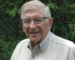 Meyer on the occasion of an interview for a 3-part article in the Wisconsin Outdoor News in which he reflected on his 50 years working in natural resources. 2021. (Photo courtesy of Tim Eisele.)