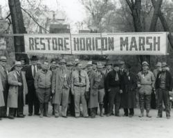 Louis Radke (6th from L front row) Legislature inspection of Horicon Marsh. 1939. (Photo courtesy of Wisconsin DNR.)